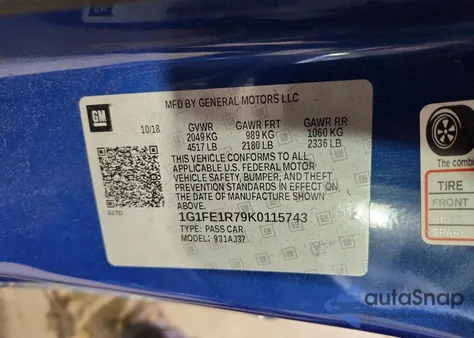 2019 Chevrolet Camaro Ss from USA, damaged, VIN 1G1FE1R79K0115743